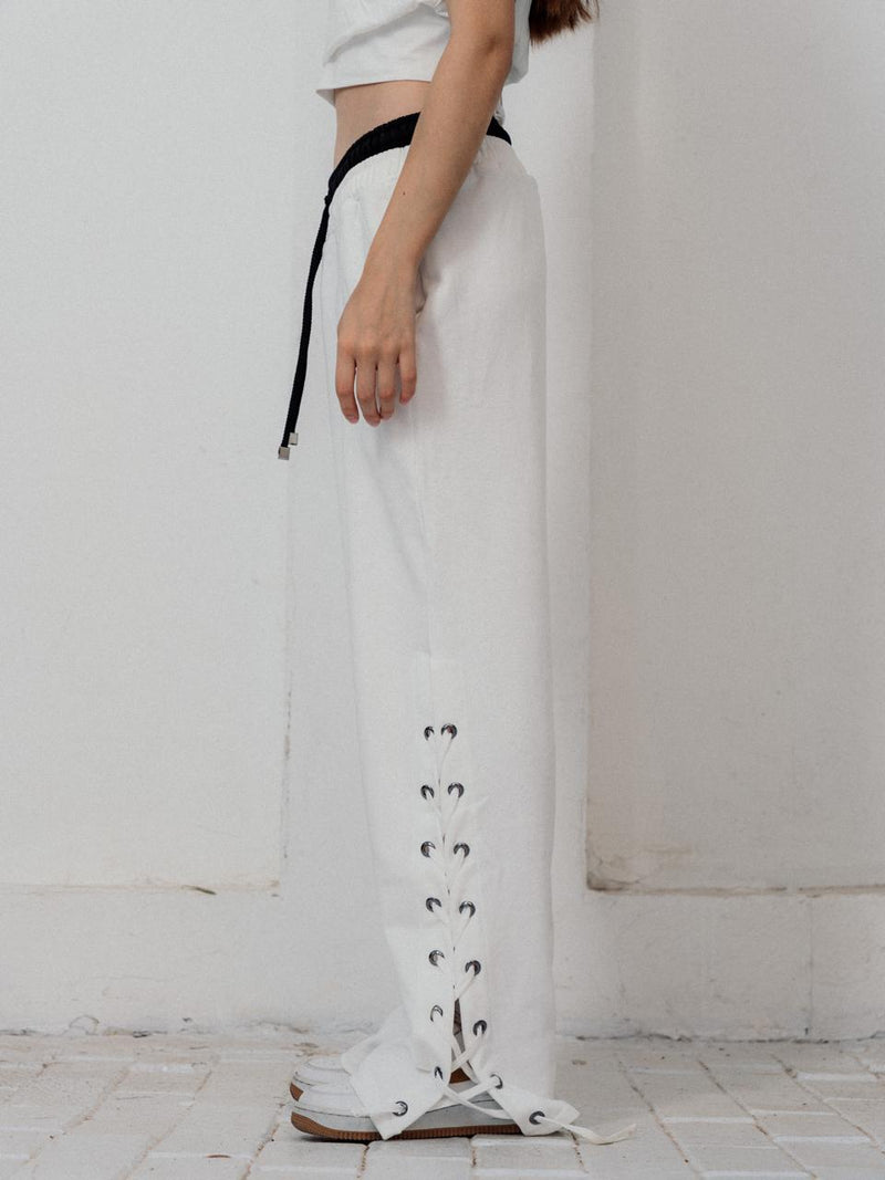 Pulse Lace-Up Pants – White