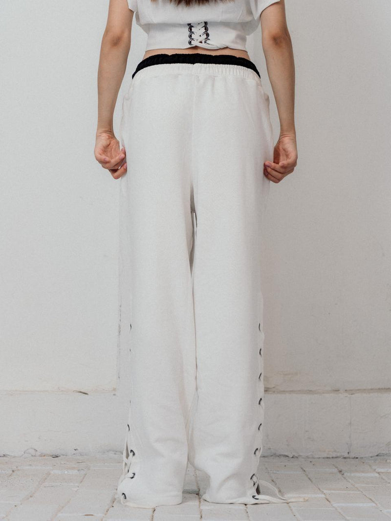 Pulse Lace-Up Pants – White