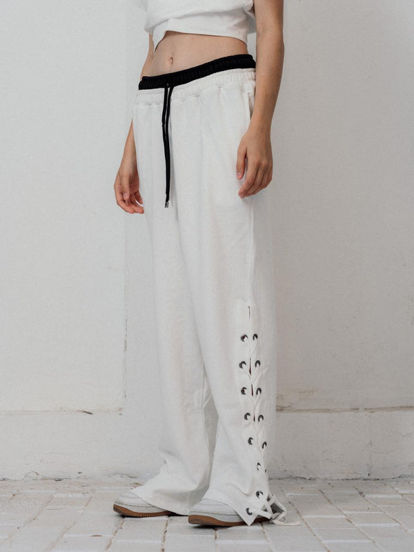 Pulse Lace-Up Pants – White