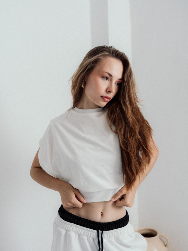 Pulse Cropped Tee – White