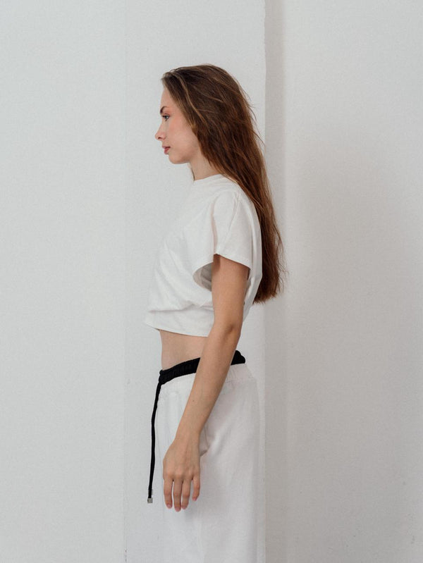 Pulse Cropped Tee – White